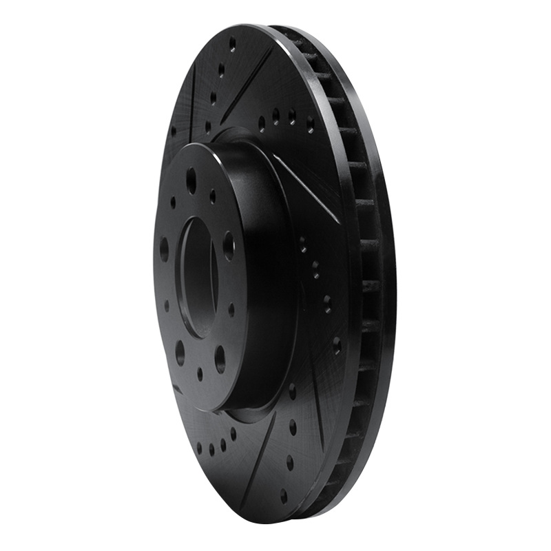 Volvo C70 Brake Rotor (1) - Front Left - R1 Concepts - Drilled & Slotted - Black - `95-`04